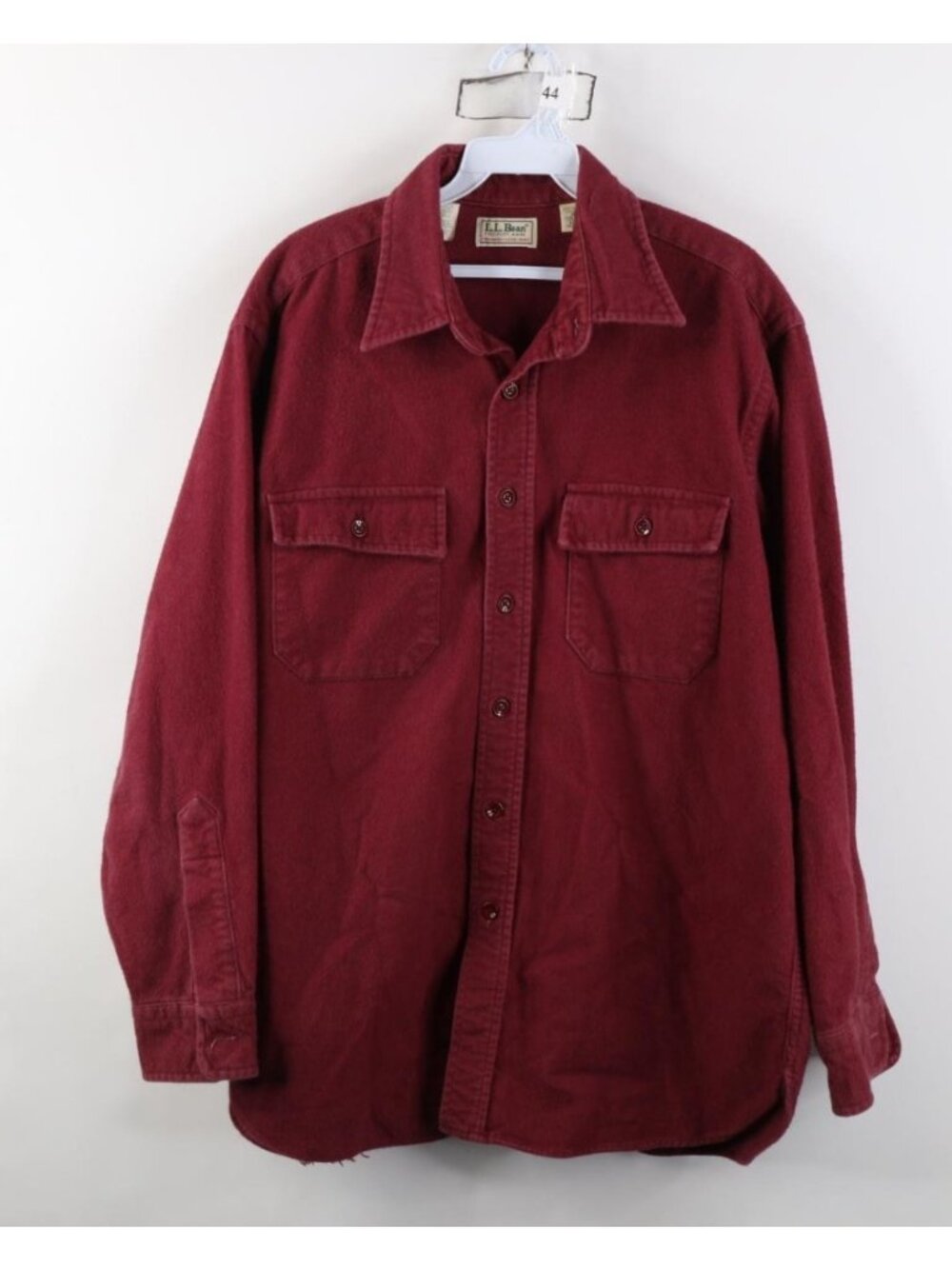 Vintage 90s LL Bean Mens 16.5 Faded Chamois Cloth Moleskin Button Shirt Red USA